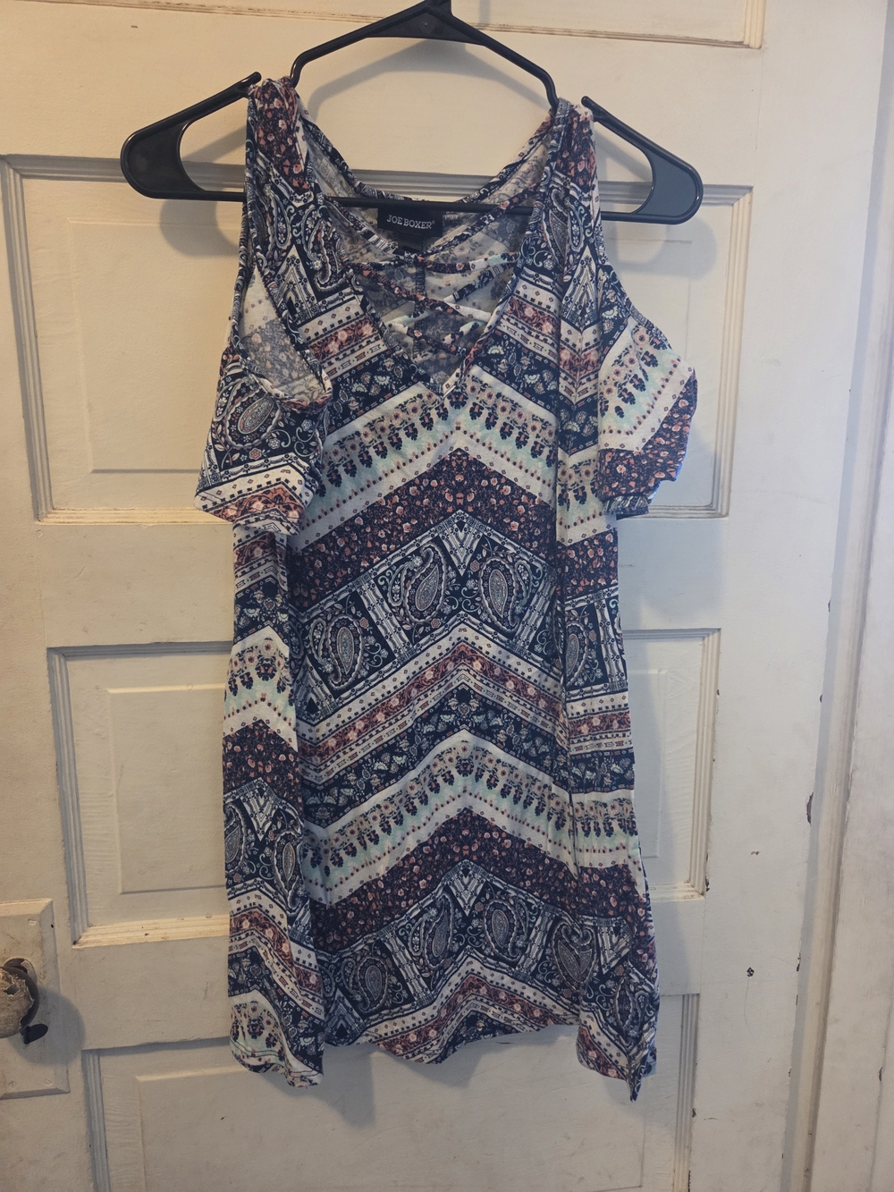 Joe Boxer Blue Paisley Cold-Shoulder Dress